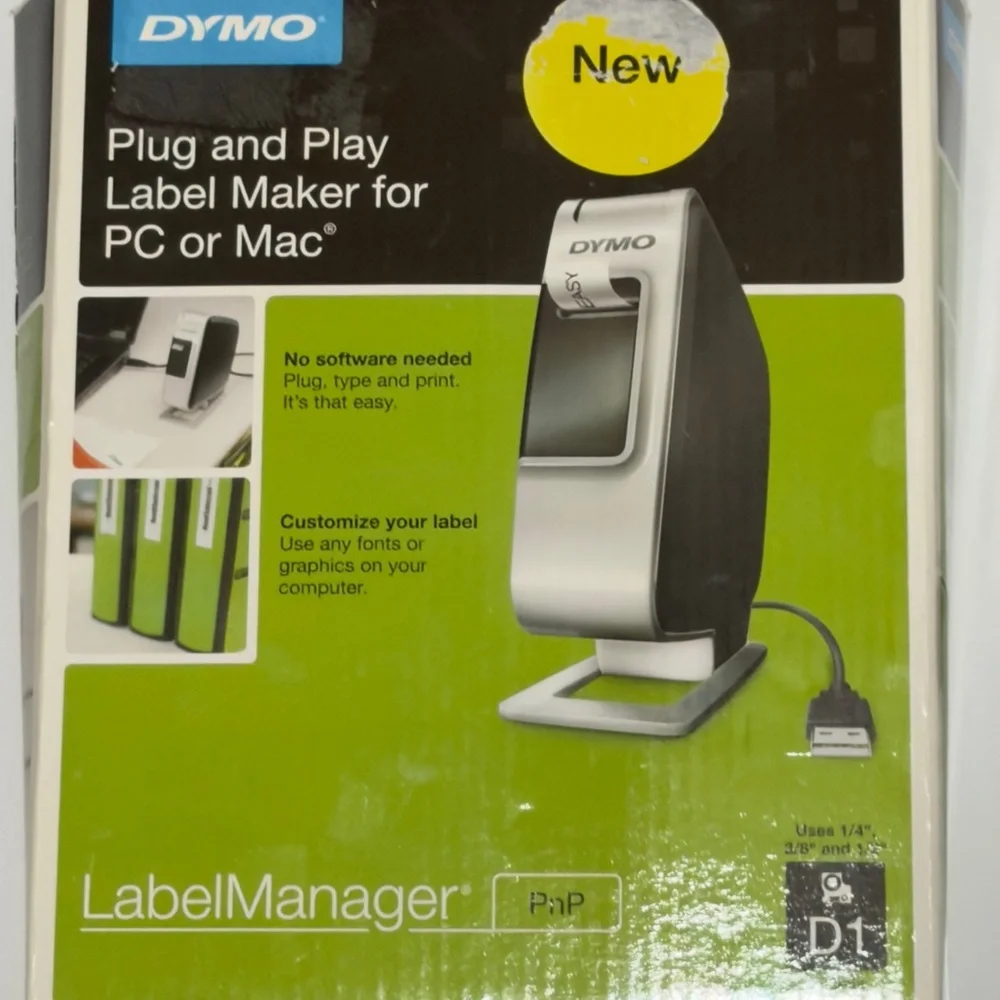 Dymo Plug and Play Label Maker - Black and Silver